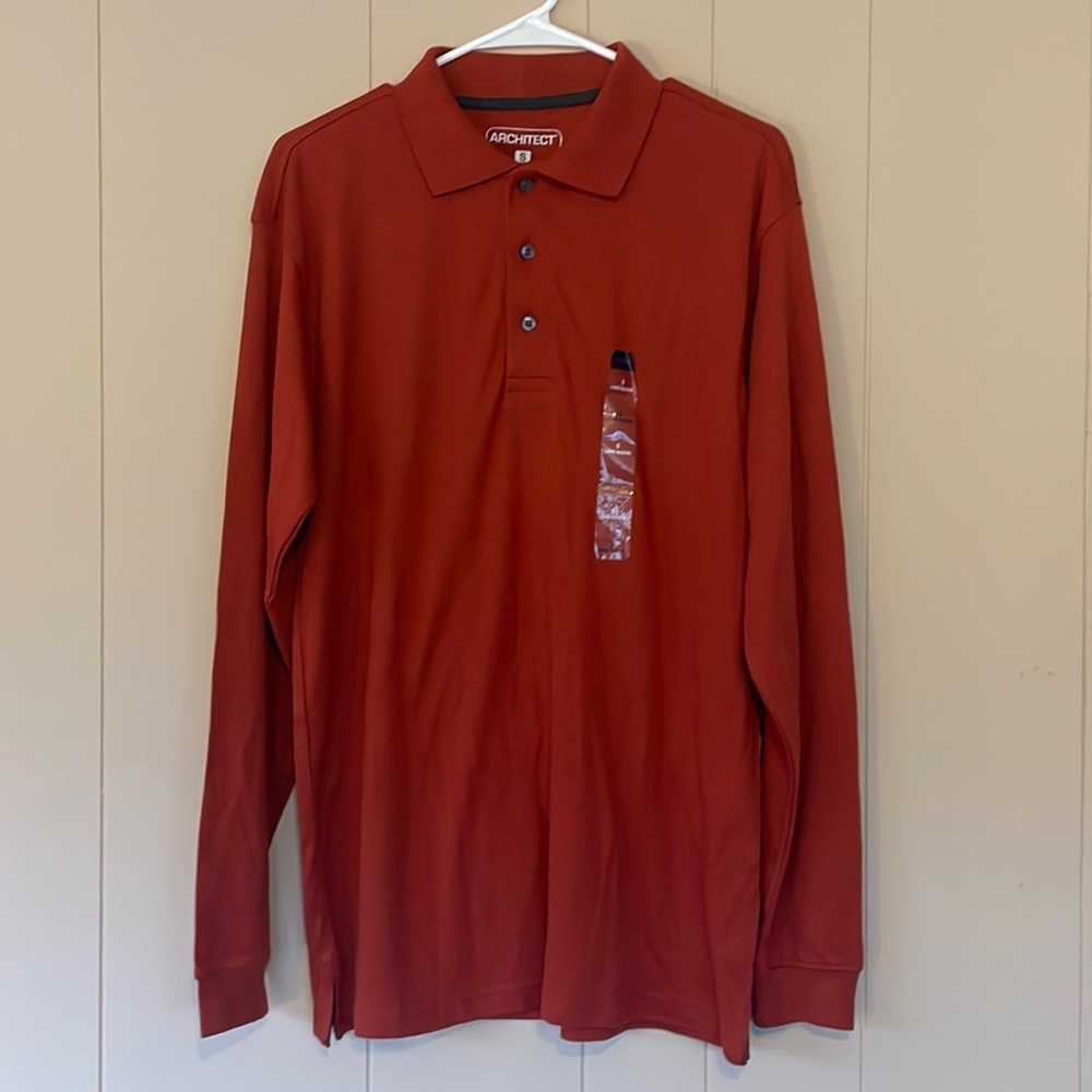 Architect Men’s Long Sleeve Burnt Orange Collared Shirt Size Small